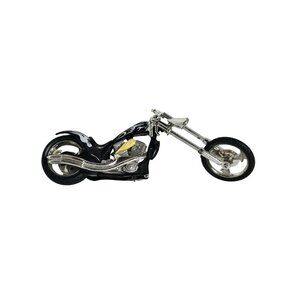 Iron Chopper Motorcycle Die-Cast Model Custom Black Chrome 6"Flame Details Toy